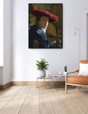 Cuadro decorativo La chica del sombrero rojo (c. 1665-1666) técnica mixta Cuadros Jr Gente