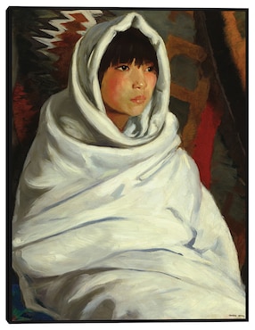 Cuadro decorativo Niña india en manta blanca técnica mixta Cuadros Jr Retratos
