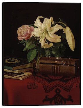 Cuadro decorativo Naturaleza muerta sobre la mesa de trabajo de una dama (1868) técnica mixta Cuadros Jr Ramos