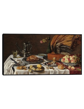 Cuadro decorativo Naturaleza muerta con pastel de pavo real técnica mixta Cuadros Jr Cómida
