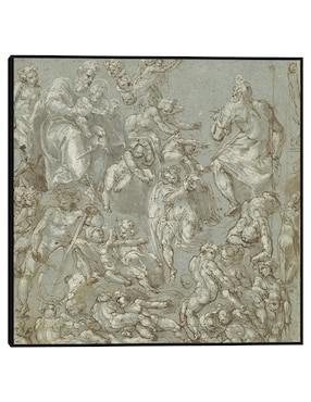 Cuadro decorativo San José y el Niño Jesús con ángeles y amorcillos (1590-1600) técnica mixta Cuadros Jr Figuras Celestiales