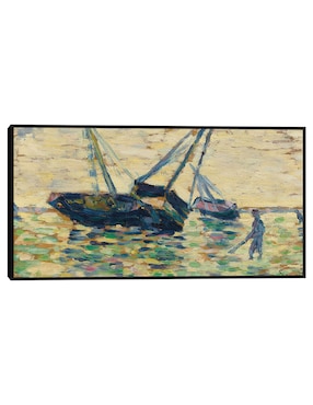 Cuadro decorativo Tres barcos y un marinero (Estudio para el varamiento en Grandcamp) (1885) técnica mixta Cuadros Jr Navegación