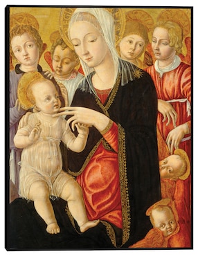 Cuadro decorativo Virgen y el Niño con ángeles y querubines, c. 1460/1465 técnica mixta Cuadros Jr Figuras Celestiales