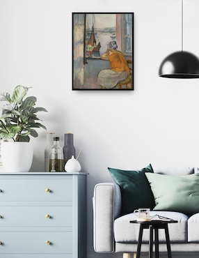 Cuadro decorativo Jeune Femme Devant La Fenêtre Ouverte À L,île D,yeu técnica mixta Cuadros Jr Gente