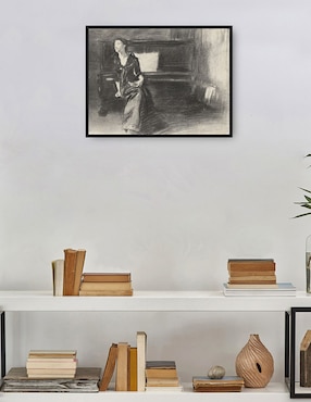 Cuadro decorativo Dama al piano técnica mixta Cuadros Jr Bocetos