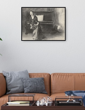 Cuadro decorativo Dama al piano técnica mixta Cuadros Jr Bocetos