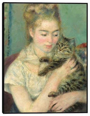Cuadro decorativo Mujer con un gato técnica mixta Cuadros Jr Retratos