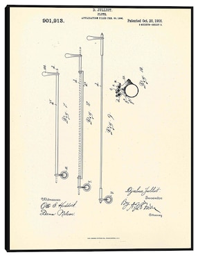 Cuadro decorativo Flauta patentada, inventora Djalma Julliot, 20 de octubre de 1909 II técnica mixta Cuadros Jr Planos