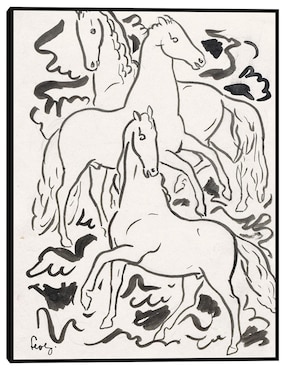 Cuadro decorativo Tres caballos (1925) técnica mixta Cuadros Jr Bocetos
