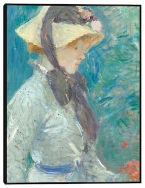 Cuadro decorativo Mujer joven con sombrero de paja técnica mixta Cuadros Jr Retratos