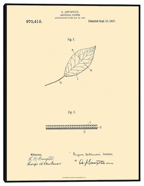 Cuadro decorativo Flor artificial patentada, inventor: William A. Warner, 13 de septiembre de 1910 técnica mixta Cuadros Jr Planos