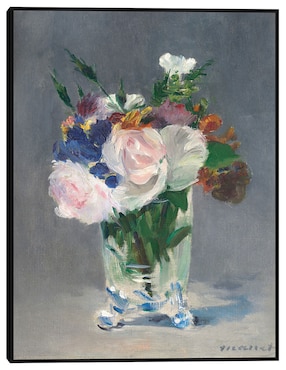 Cuadro decorativo Flores en un jarrón de cristal técnica mixta Cuadros Jr Floreros