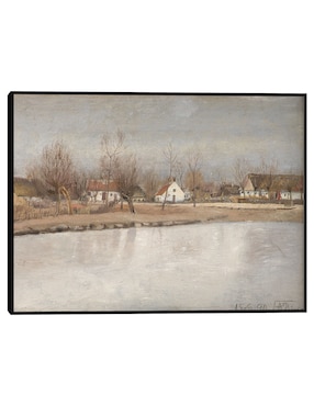 Cuadro decorativo El Estanque Del Pueblo En Ring, Zelanda (1890) técnica mixta Cuadros Jr Figuras Celestiales