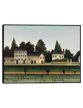 Cuadro decorativo Paisaje Y Cuatro Pescadores (Paysage Et Quatre Pêcheurs À La Ligne) técnica mixta Cuadros Jr Lugares