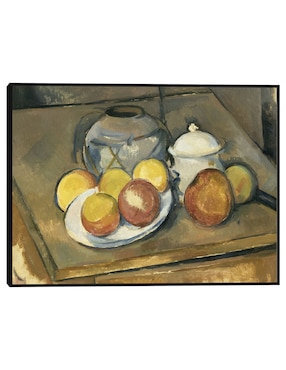 Cuadro decorativo Jarrón Con Adornos De Paja, Azucarero Y Manzanas (1890 - 1893) técnica mixta Cuadros Jr Selva