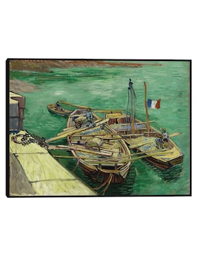 Cuadro decorativo Muelle Con Hombres Descargando Barcazas De Arena (1888) técnica mixta Cuadros Jr Crepúsculo