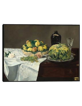 Cuadro decorativo Naturaleza muerta con melón y melocotones técnica mixta Cuadros Jr Obras