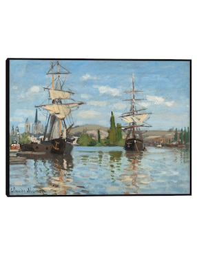 Cuadro decorativo Barcos navegando por el Sena en Rouen técnica mixta Cuadros Jr Navegación