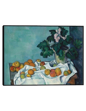Cuadro decorativo Naturaleza muerta con manzanas y un tiesto de prímulas técnica mixta Cuadros Jr Obras