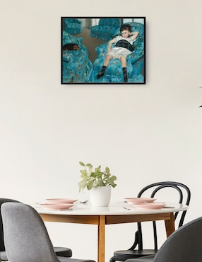 Cuadro decorativo Niña en un sillón azul técnica mixta Cuadros Jr Gente