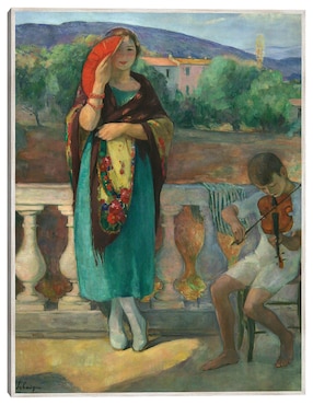Cuadro decorativo En El Balcón (1920) técnica mixta Cuadros Jr Gente