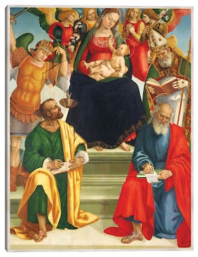 Cuadro decorativo Virgen Y El Niño Con Santos Y Ángeles, Mediados O Finales De La Década De 1510 técnica mixta Cuadros Jr Figuras Celestiales
