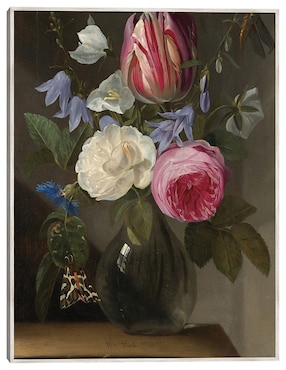 Cuadro decorativo Rosas Y Un Tulipán En Un Jarrón De Cristal, C. 1650/1660 técnica mixta Cuadros Jr Floreros