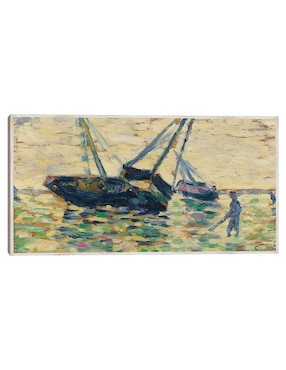 Cuadro decorativo Tres Barcos Y Un Marinero (Estudio Para El Varamiento En Grandcamp) (1885) técnica mixta Cuadros Jr Navegación