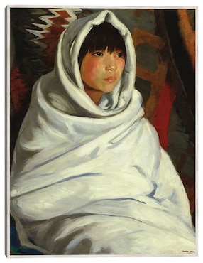 Cuadro decorativo Niña India En Manta Blanca técnica mixta Cuadros Jr Retratos