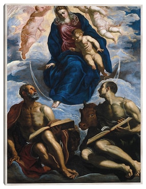 Cuadro decorativo María Con El Niño, Venerada Por San Marcos y San Lucas (Antes de 1570) técnica mixta Cuadros Jr Vírgenes