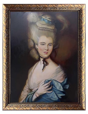 Pintura Una Dama de Azul técnica óleo Lune Art Gallery Tipo Vintage