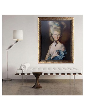 Pintura Una Dama de Azul técnica óleo Lune Art Gallery Tipo Vintage