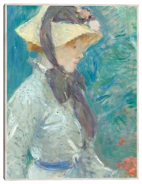 Cuadro decorativo Mujer Joven Con Sombrero De Paja técnica mixta Cuadros Jr Retratos