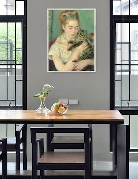 Cuadro decorativo Mujer Con Un Gato técnica mixta Cuadros Jr Retratos