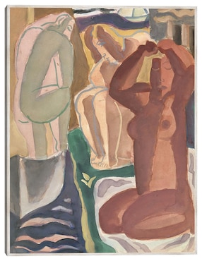 Cuadro decorativo Dos Mujeres Bañándose (1929) técnica mixta Cuadros Jr Bocetos