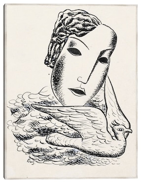 Cuadro decorativo Cabeza De Mujer Con Pájaro (1935) técnica mixta Cuadros Jr Bocetos