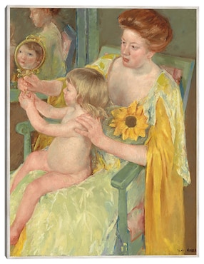 Cuadro decorativo Mujer Con Un Girasol técnica mixta Cuadros Jr Familia