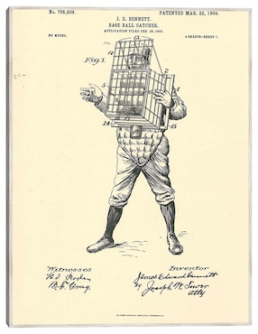 Cuadro decorativo Patente De Receptor De Béisbol, 22 De Marzo De 1904 técnica mixta Cuadros Jr Planos