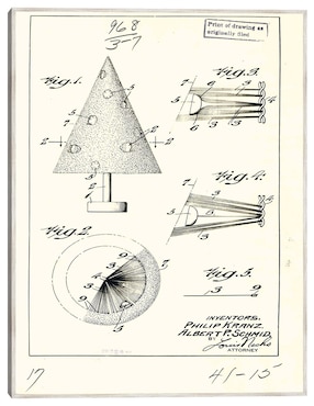 Cuadro decorativo Árbol De Navidad Artificial Patentado, Inventor(Es): Phillip Kraz y Albert P. Schmid. técnica mixta Cuadros Jr Planos