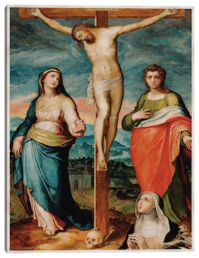 Cuadro decorativo Cristo En La Cruz Con Los Santos María, Juan Evangelista y Catalina De Siena (Alrededor De 1570) técnica mixta Cuadros Jr Figuras Celestiales