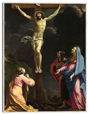 Cuadro decorativo Cristo En La Cruz Con La Virgen y Los Santos. técnica mixta Cuadros Jr Figuras Celestiales