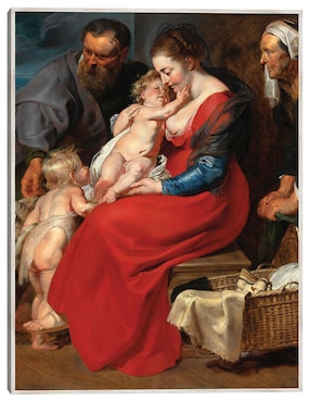 Cuadro decorativo La Sagrada Familia Con Los Santos Isabel y Juan Bautista (1615) técnica mixta Cuadros Jr Figuras Celestiales