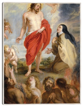 Cuadro decorativo Santa Teresa De Ávila Intercediendo Por Las Almas Del Purgatorio técnica mixta Cuadros Jr Figuras Celestiales