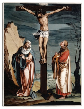 Cuadro decorativo Cristo En La Cruz Entre La Virgen y San Juan (1560) técnica mixta Cuadros Jr Figuras Celestiales