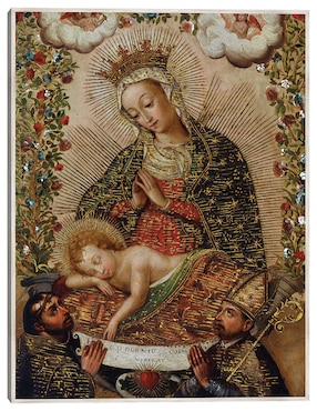 Cuadro decorativo La Virgen Adorando Al Niño Jesús Con Dos Santos (Siglo Xviii) técnica mixta Cuadros Jr Vírgenes