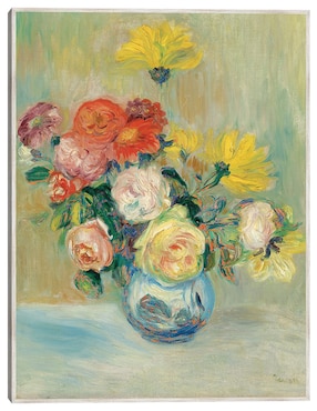 Cuadro decorativo Jarrón De Rosas y Dalias técnica mixta Cuadros Jr Floreros
