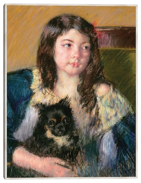 Cuadro decorativo Françoise, Sosteniendo Un Perrito, Mirando Hacia La Derecha (1909) técnica mixta Cuadros Jr Retratos