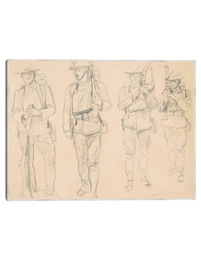 Cuadro decorativo Estudios Para Entrar En La Guerra (Anverso) (1918) técnica mixta Cuadros Jr Bocetos