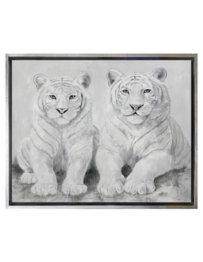 Pintura Pareja De Tigres Blancos técnica acrílico Lune Art Gallery Animalart