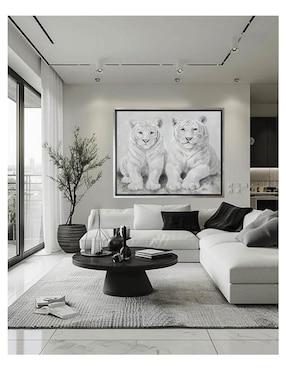 Pintura Pareja De Tigres Blancos técnica acrílico Lune Art Gallery Animalart
